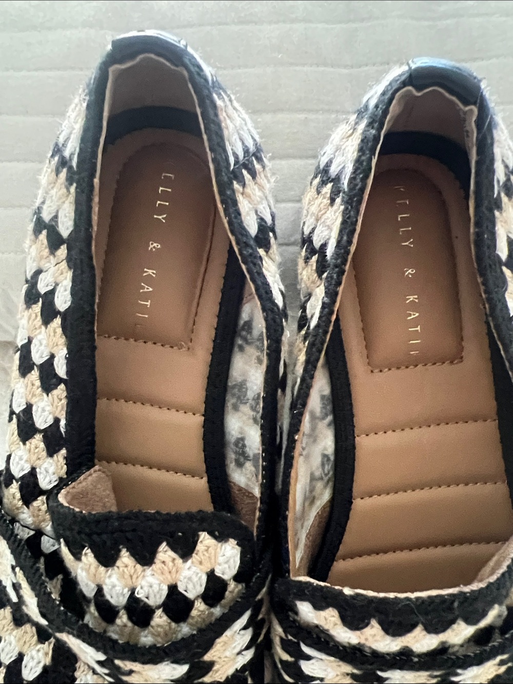 Kelly & Katie Black, White & Tan Crochet Pointed Loafers - Picture 3 of 4